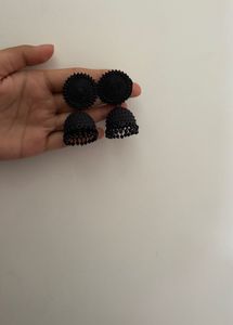 Elegant Black Jhumka Earrings