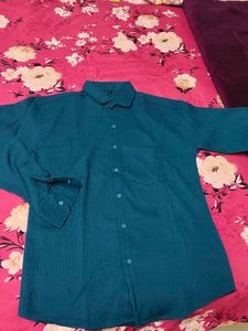 Teal Textured Button-Down Shirt