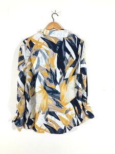 Retro Abstract Print Button-Up Shirt