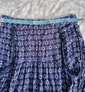 Boho Blue Print Mini Skirt