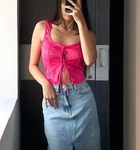 blush pink tie up top