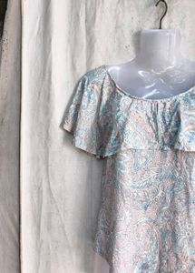 Boho Paisley Print Flutter Sleeve Top