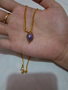 Elegant Gold -toned Chain with Purple Pendant