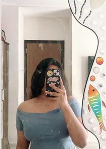 Off-Shoulder Blue Crop Top