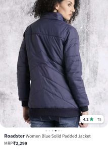Roadster Blue Padded Jacket L