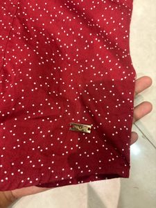 Park Avenue Maroon Polka Dot Snatched Waist Shirt