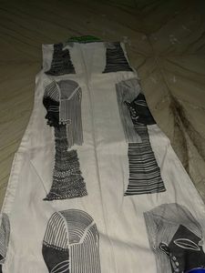 White Kurta with Tribal Print(with pants and shaw