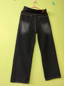 black wide-leg jeans