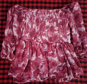 Chic Floral Print Peplum Top