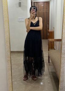 Fit & Flare Black Tiered Tulle Midi Dress 🖤