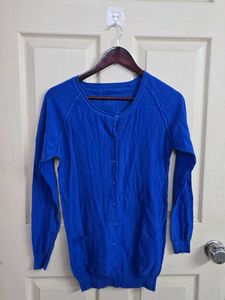 Vibrant Blue Button-Up Cardigan