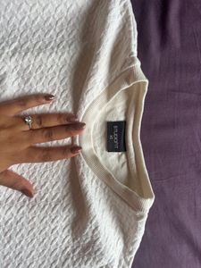 Cream Textured Knit Sweater