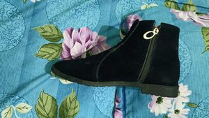 Black Suede Ankle Boots with Zip