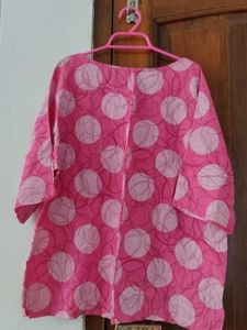 Linen Pink Polka Dot Blouse