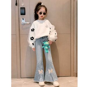 Girls Light Blue Butterfly Flared Jeans | 2 to 4 Y