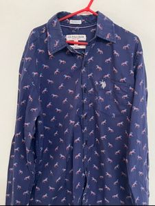 Men's Blue Printed Full Sleeve Shirt