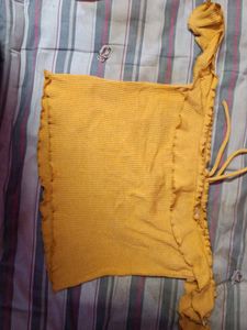 Cute Yellow Ribbed Crop Top