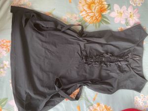 Black Ruffle Detail Top