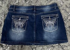 Y2K Butterfly Denim Mini Skirt