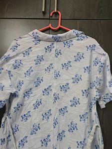 Chic Blue Floral Shirt Dress