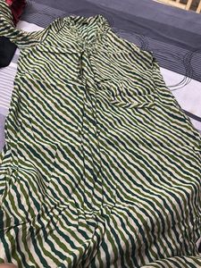 Elegant Green Striped Kurta with Embellishments