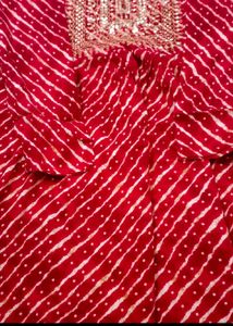 Red Embellished kurti with sequence yolk