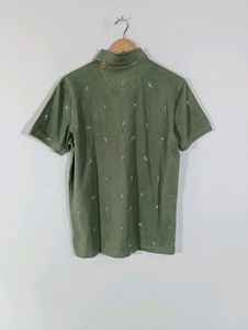 Olive Green Printed Casual T-shirt (Men)
