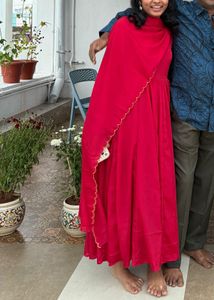 Elegant Red Anarkali Kurta Set
