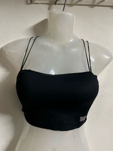 Sleek Black Spaghetti Strap Crop Top
