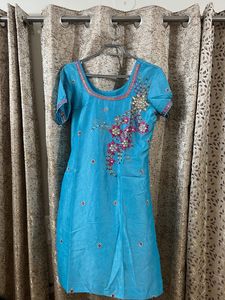 Blue Embroidered Indian Suit