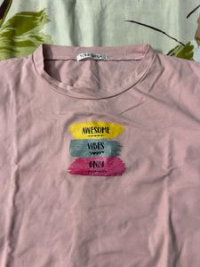 Pink "Awesome Vibes Only" Graphic Tee