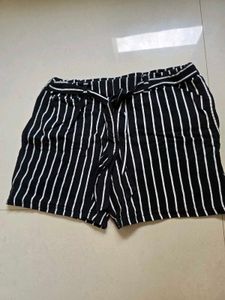 Striped High-Waisted Shorts with Bow Tie