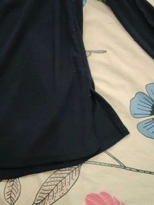 Navy Blue Tie-Up Off-Shoulder Top