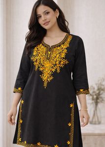 Embroidered Black Kurta