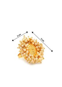 Elegant Pearl &amp; Gold Statement Ring