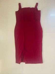 Stylish Maroon Bodycon Midi Dress