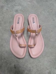 Stylish Pink Embellished Flat Sandals