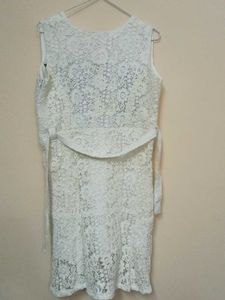 White Lace V-Neck Dress
