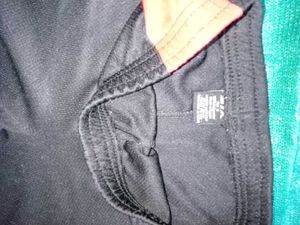 Black Athletic Shorts with Red &amp; White Stripes