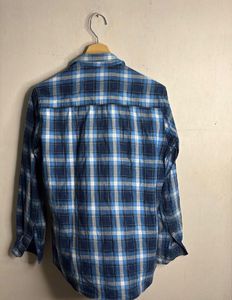 Men's Blue Plaid Long Sleeve Shirt