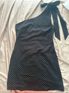Black Polka Dot One Shoulder Mini Dress