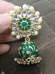 Elegant Green Jhumka Earrings