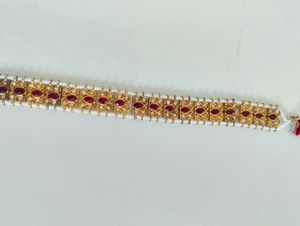 Elegant Gold &amp; Ruby Hairband/Maangtika