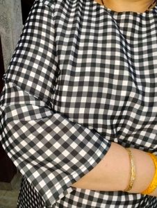 Checkered Tunic Dress With Free Gift