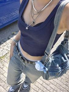 Navy Ribbed Tank Top