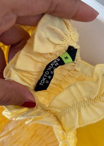 Chic Yellow Smocked Crop Top