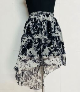 Abstract Print High-Low Skirt