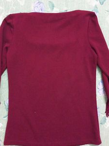 Maroon Tunic Top with Fringe Sleeves