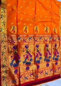 Luxurious Golden Peacock Saree