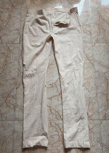 Light Beige Textured Trousers